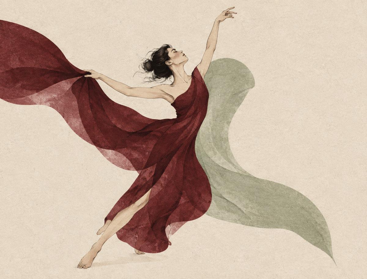 Ilustração editorial da prática de Dança das Emoções