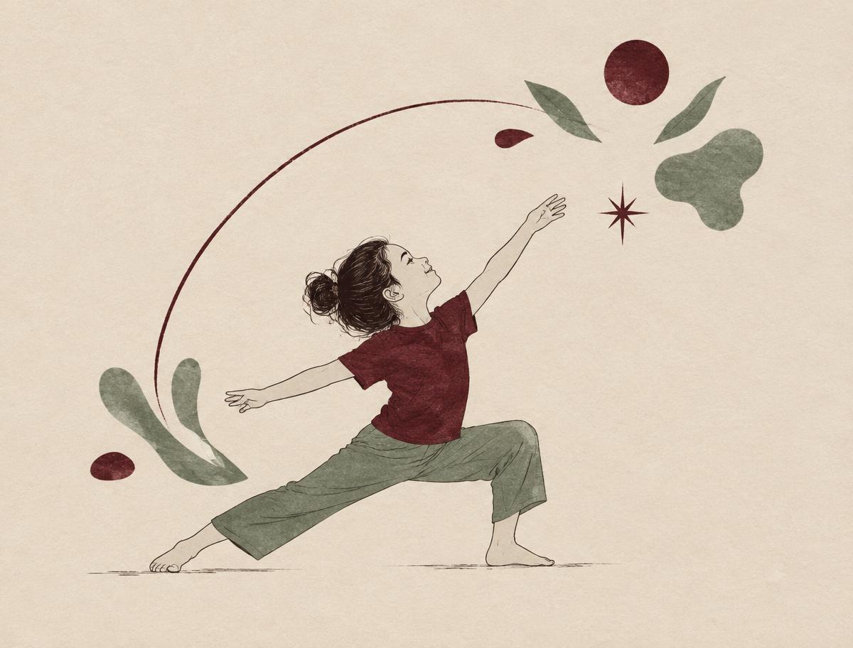 Ilustração editorial da prática de Lila Yôga