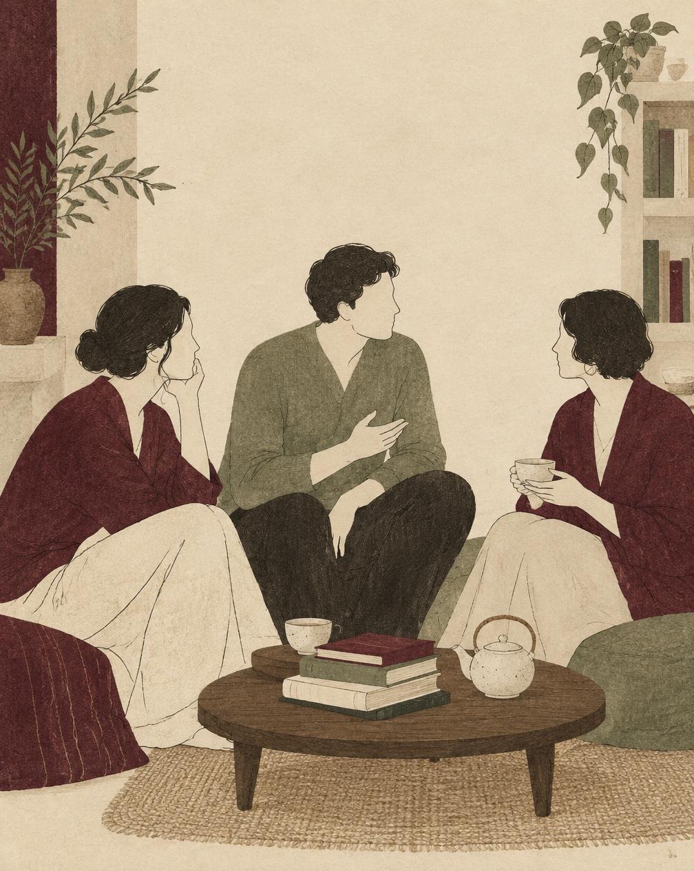 Pessoas reunidas em conversa no Kálí